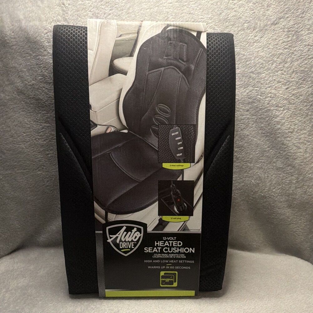 Auto Drive 12V Heated Car Seat Cushion Universal Fit High Low Heat NEW AD2002